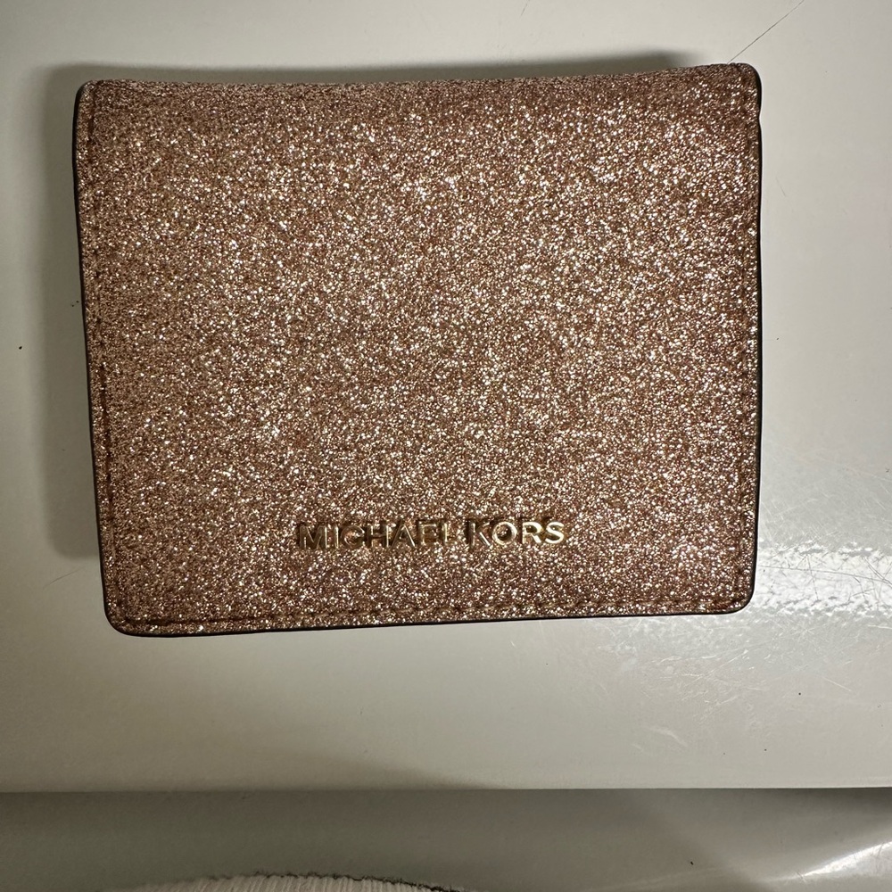 Michael Kors Rose Gold Sparkle Bifold Wallet